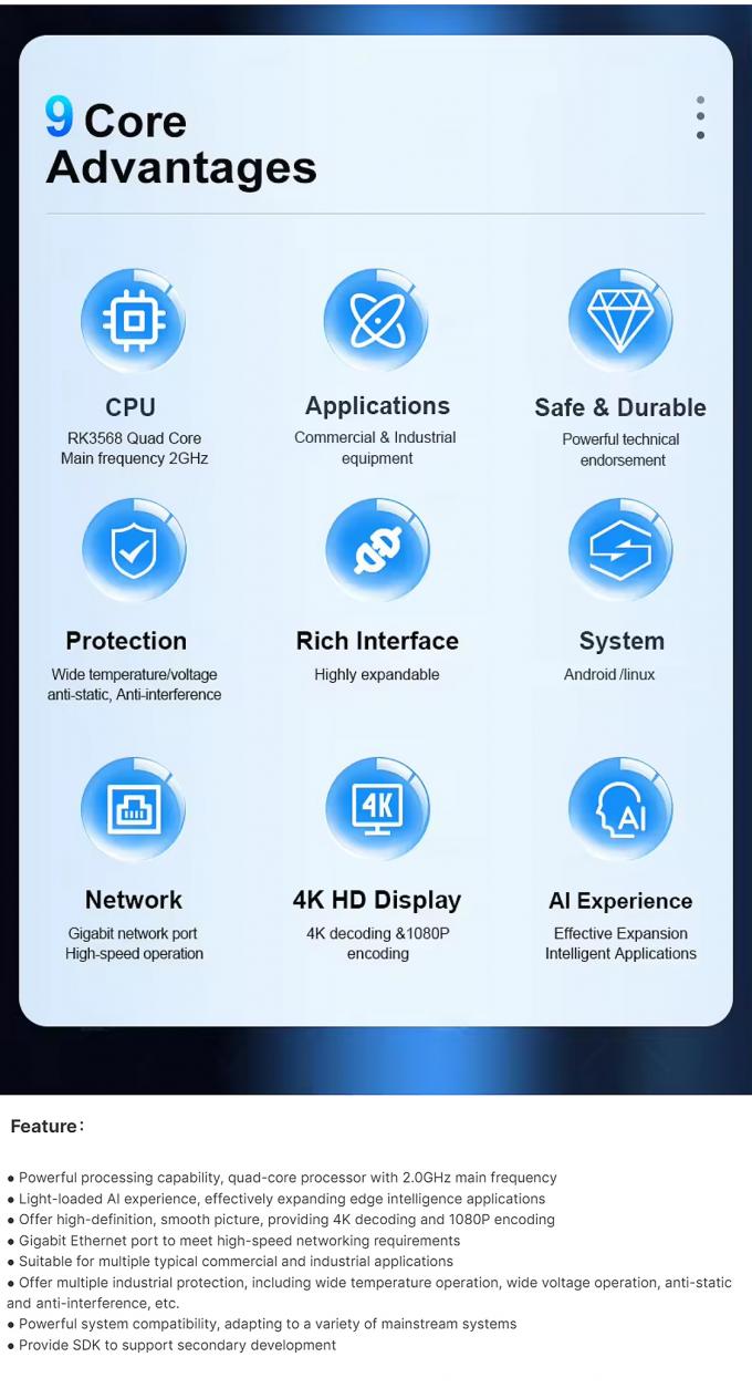 carte mère Android RK3568 personnalisable avec écran tactile et options d'affichage multiples pour carte ARM intégrée 3