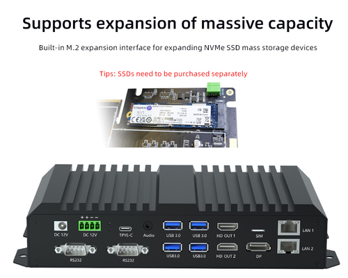 RK3588 Media Player Box Edge Computing AIoT NPU 6Tops 8K Android 12 RS232 RS485 Métal