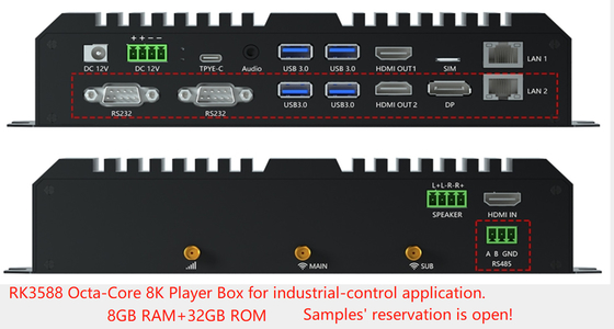 Carte 8K Octa RK3588 Android 12 double LAN 5G WIFI BT5.0 HD DP LVDS RS232 RS485 MINI PC beaucoup contrôleur industriel